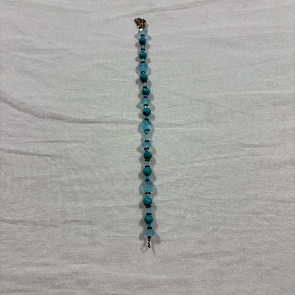 Baroni Designs Turquoise Blue Faceted Bead‎ Charm Bracelet